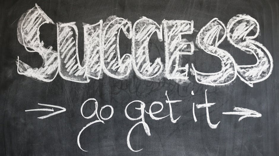 Motivational chalkboard with 'Success - go get it' written in chalk
